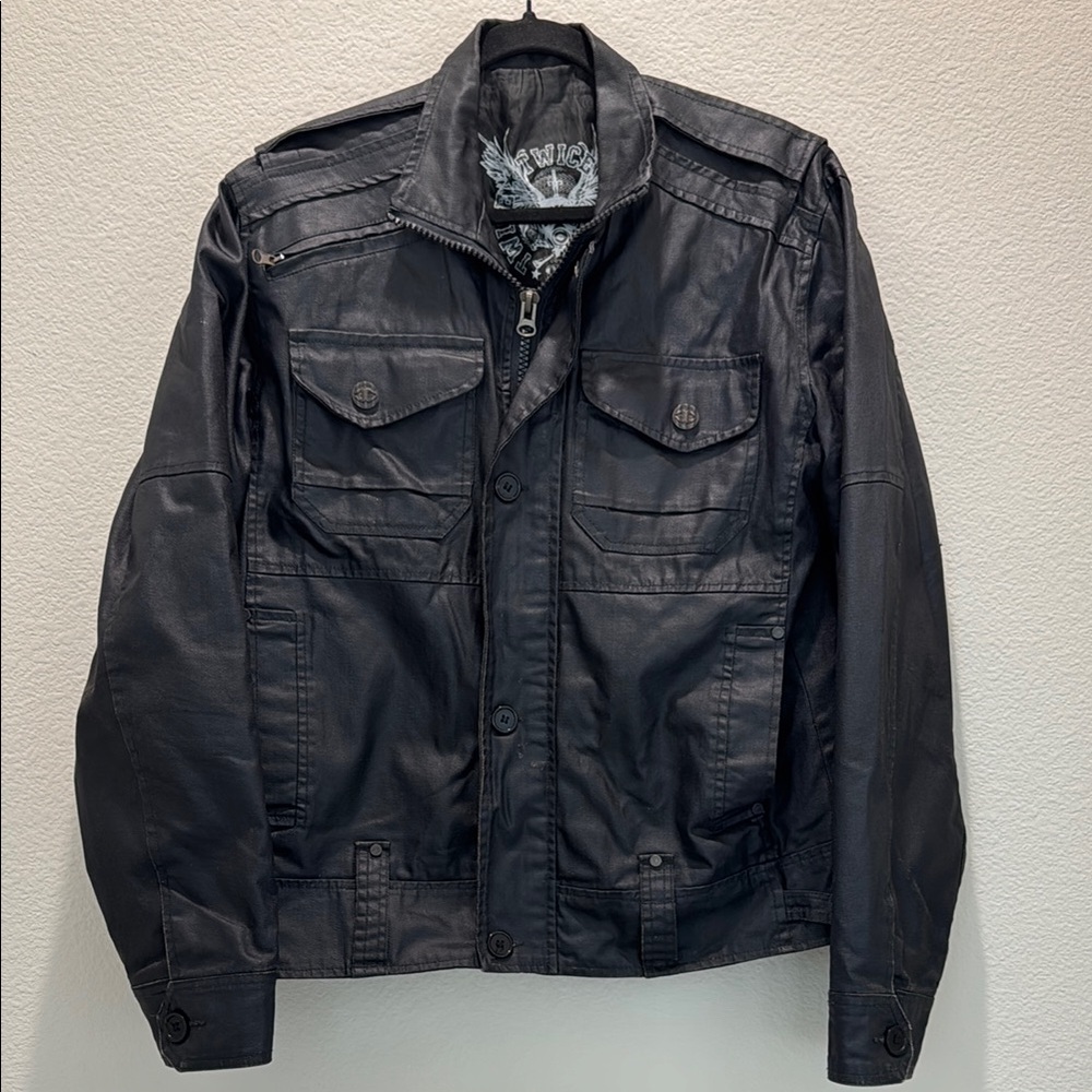 Lightweight Faux Leather Moto Jacket Large EUC